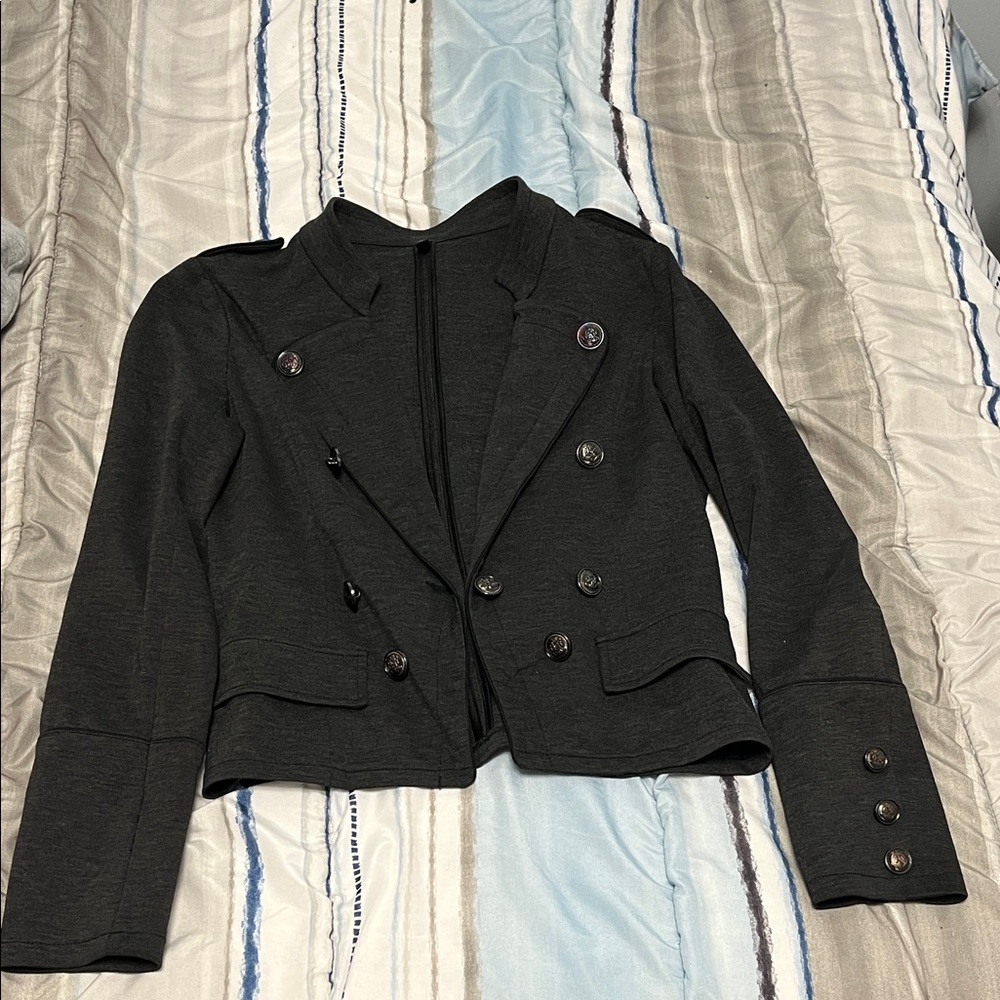 NAF NAF Charcoal Double-Breasted Blazer